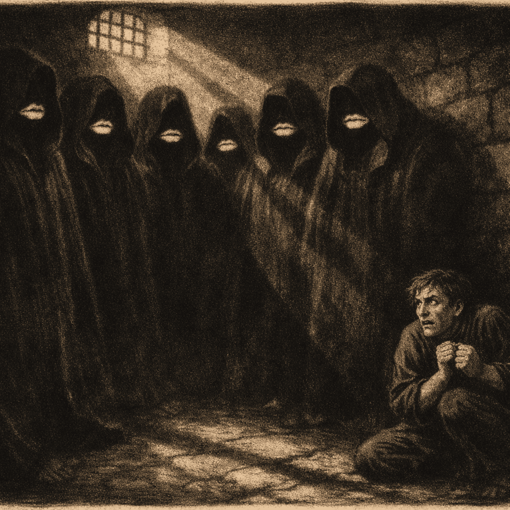 Judges' Shadows Encircle the Prisoner